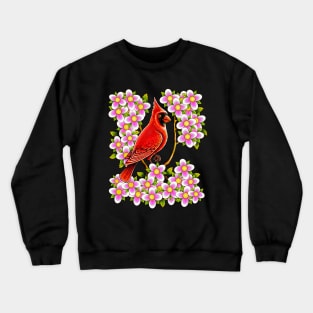 Red Cardinal bird dogwood flower North Carolina Virginia Crewneck Sweatshirt